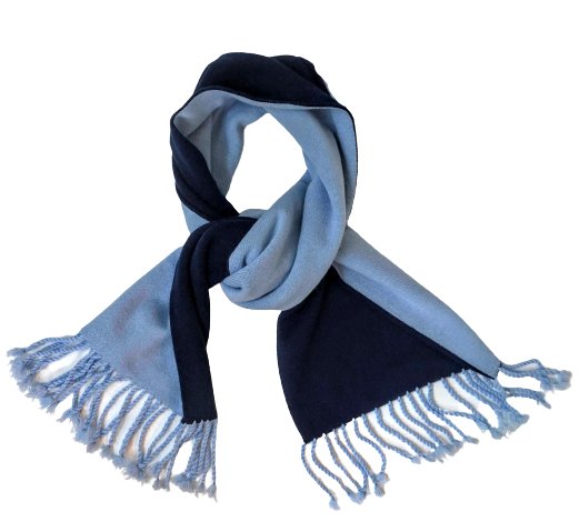 Navy Light Blue Cashmere Knitted Double Face Scarf - Drakoi Marketplace