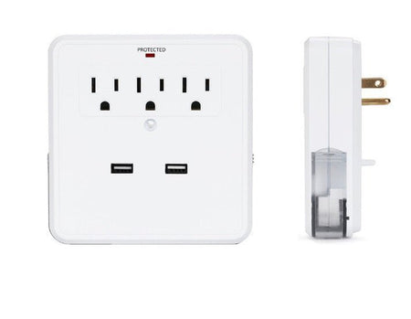 NEW! Classic Combo Wall Adapter W/3 AC Outlets W/Surge Protection And Dual USB Ports To Charge Your Gadgets - Drakoi Marketplace