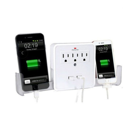 NEW! Classic Combo Wall Adapter W/3 AC Outlets W/Surge Protection And Dual USB Ports To Charge Your Gadgets - Drakoi Marketplace