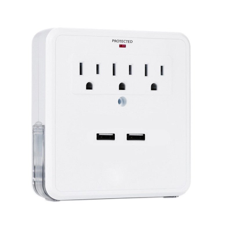 NEW! Classic Combo Wall Adapter W/3 AC Outlets W/Surge Protection And Dual USB Ports To Charge Your Gadgets - Drakoi Marketplace