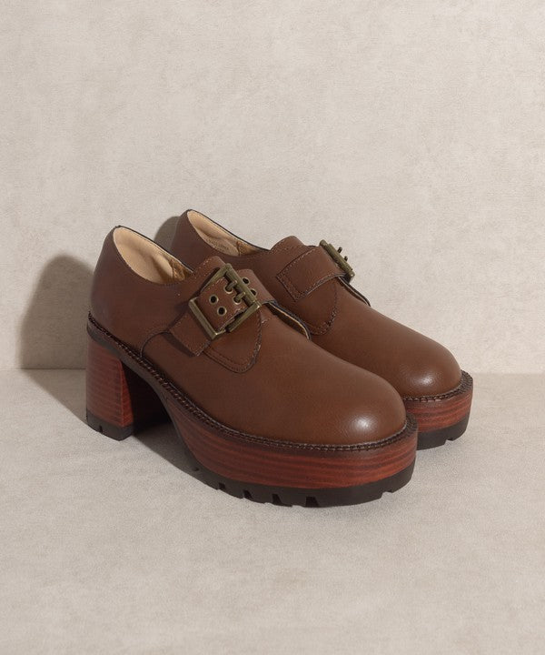 Oasis Society Sarah - Buckled Platform Loafers - Drakoi Marketplace