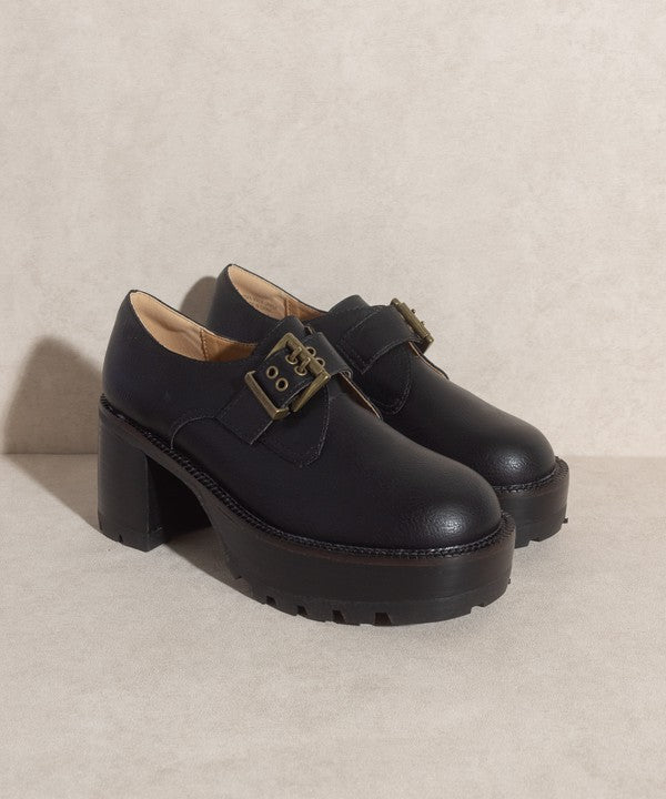 Oasis Society Sarah - Buckled Platform Loafers - Drakoi Marketplace