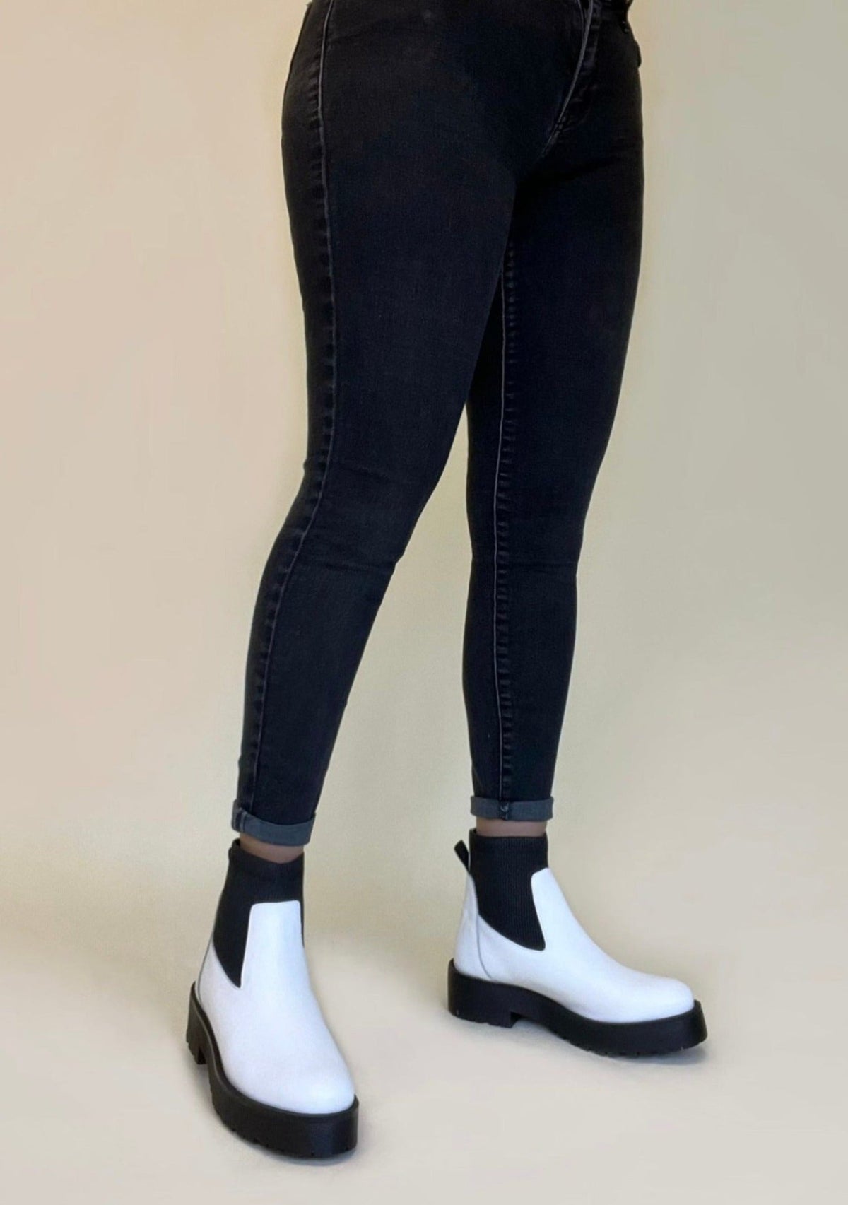 Olivia White Platform Chelsea - Drakoi Marketplace