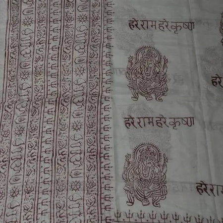 OM Hand Block Bhakti Yoga Prayer Sanskrit Hindu Mantra Shawl - Drakoi Marketplace