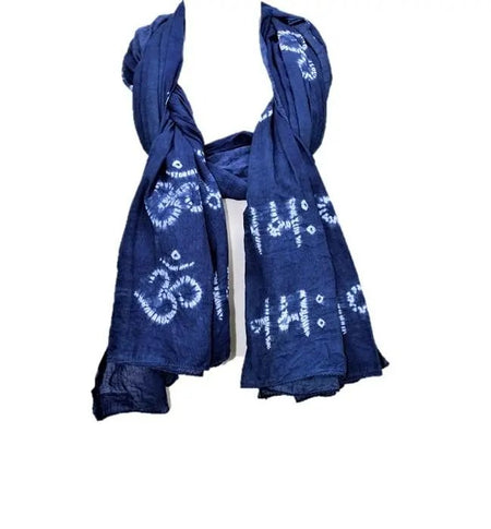 OM Namah Shivay - Omkara Prayer Shawl - Shibori style - Drakoi Marketplace