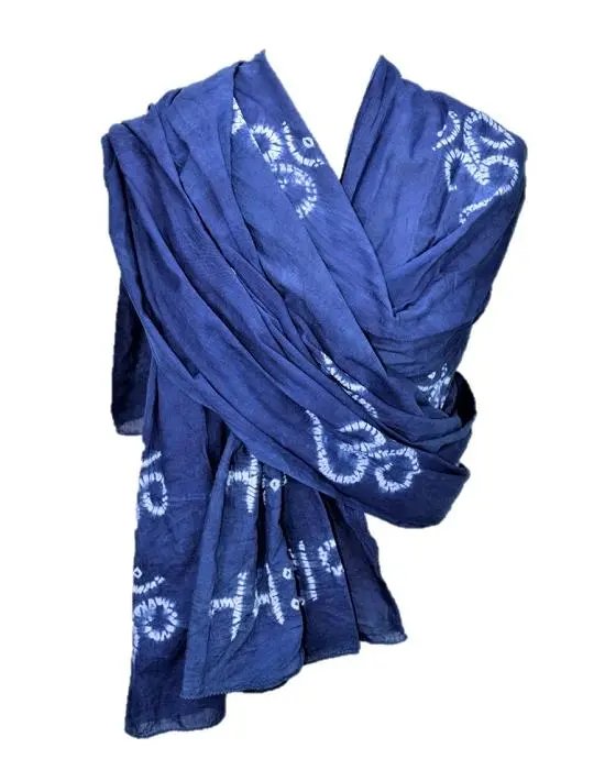 OM Namah Shivay - Omkara Prayer Shawl - Shibori style - Drakoi Marketplace