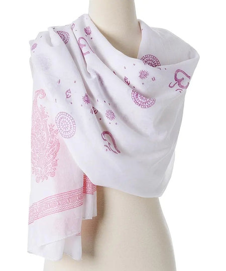 OM Shanti paisley design hand block printed cotton shawl - Drakoi Marketplace