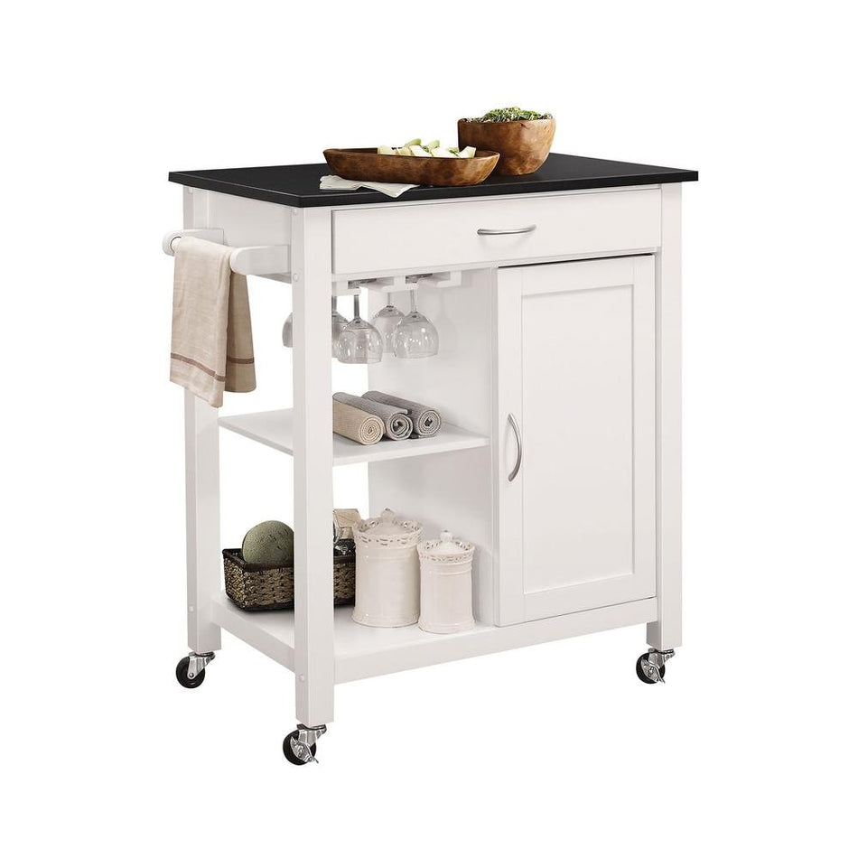 Ottawa Kitchen Cart, Black & White - Drakoi Marketplace