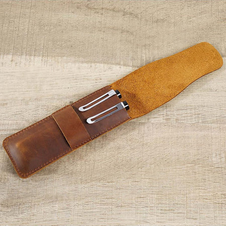 Paiman Leather Pen Holder | Handmade Leather Fountain Pen Pouch - Drakoi Marketplace