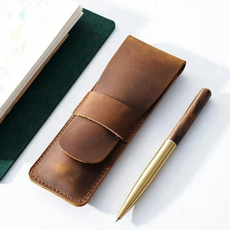 Paiman Leather Pen Holder | Handmade Leather Fountain Pen Pouch - Drakoi Marketplace