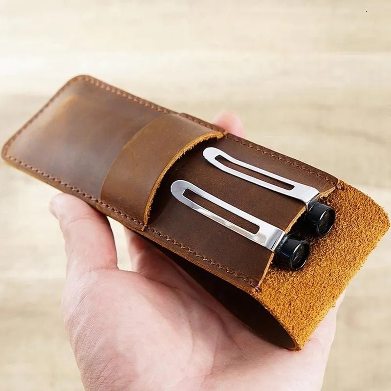 Paiman Leather Pen Holder | Handmade Leather Fountain Pen Pouch - Drakoi Marketplace