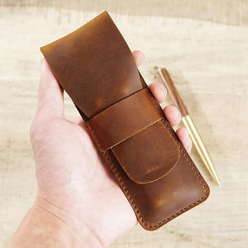 Paiman Leather Pen Holder | Handmade Leather Fountain Pen Pouch - Drakoi Marketplace