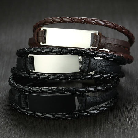 Personalised Leather ID Bracelets - Drakoi Marketplace