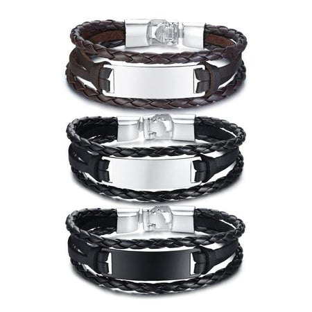 Personalised Leather ID Bracelets - Drakoi Marketplace