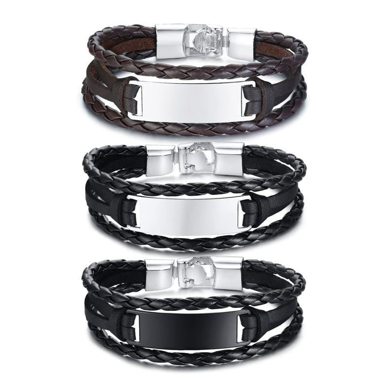 Personalised Leather ID Bracelets - Drakoi Marketplace