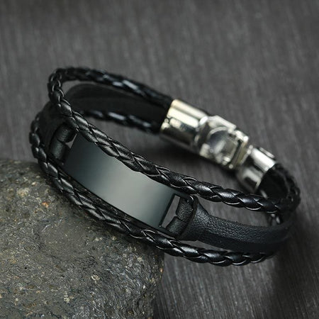 Personalised Leather ID Bracelets - Drakoi Marketplace