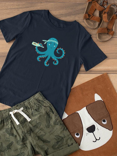 Pirate Octopus With Bandana T-shirt -Image by Shutterstock - Drakoi Marketplace