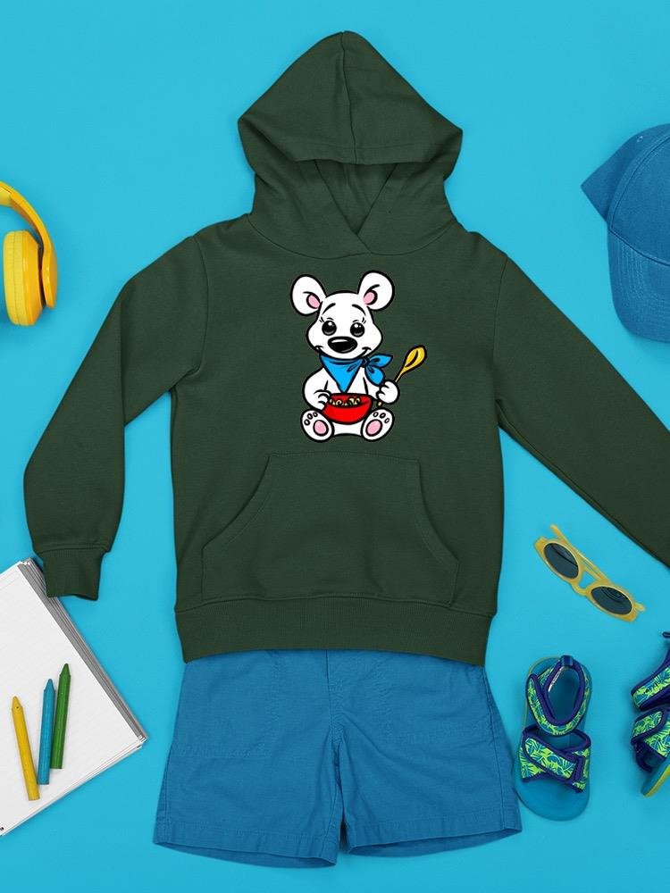 Polar Bear With Cereal Hoodie -Image by Shutterstock - Drakoi Marketplace