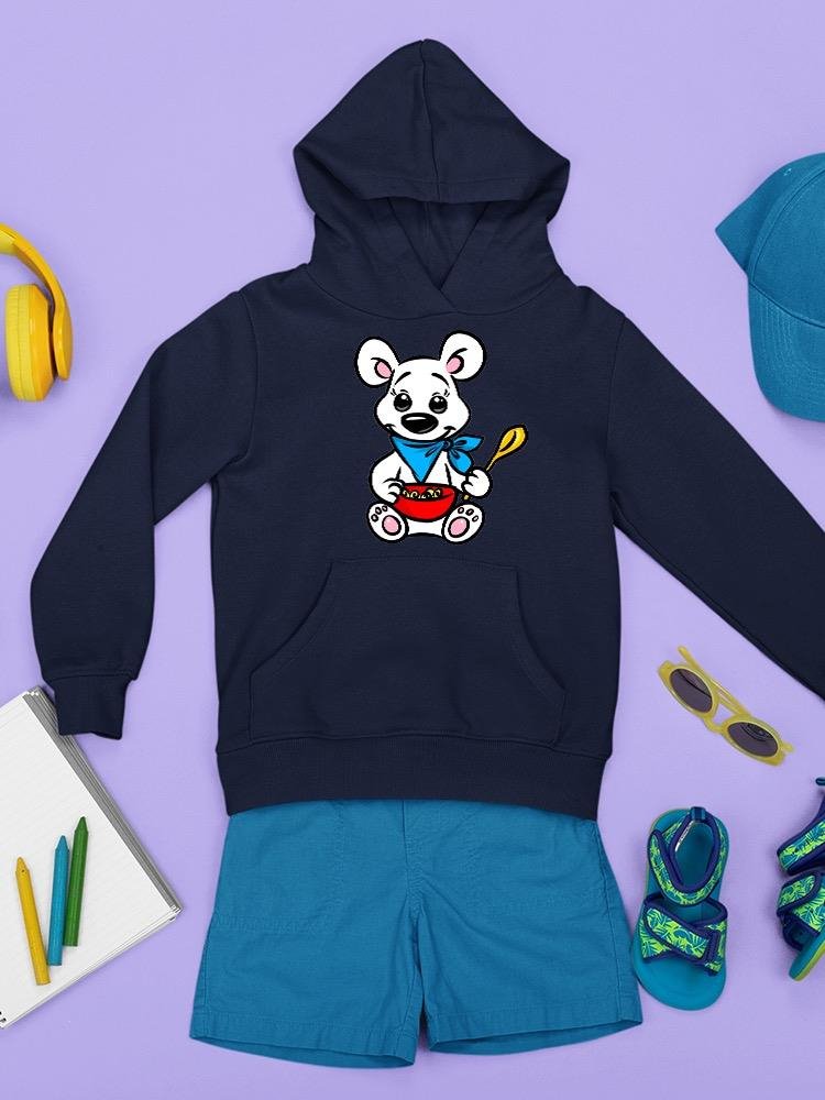 Polar Bear With Cereal Hoodie -Image by Shutterstock - Drakoi Marketplace