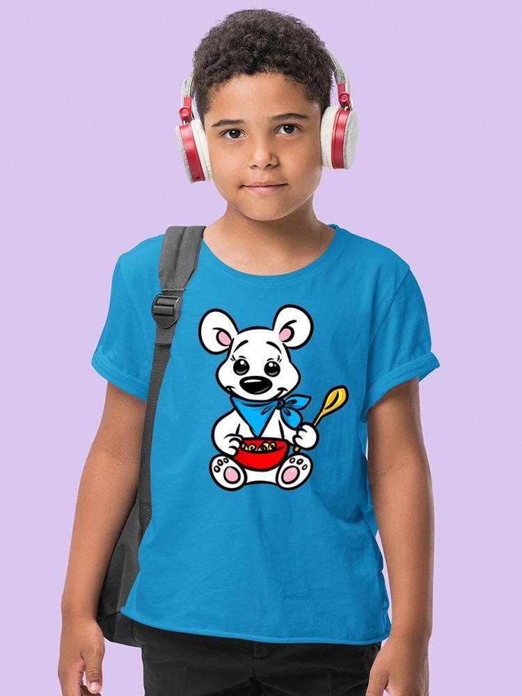 Polar Bear With Cereal T-shirt -Image by Shutterstock - Drakoi Marketplace