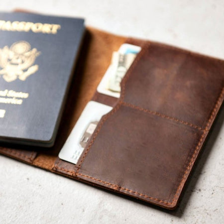 Priam Handmade Leather Passport Cover - Drakoi Marketplace