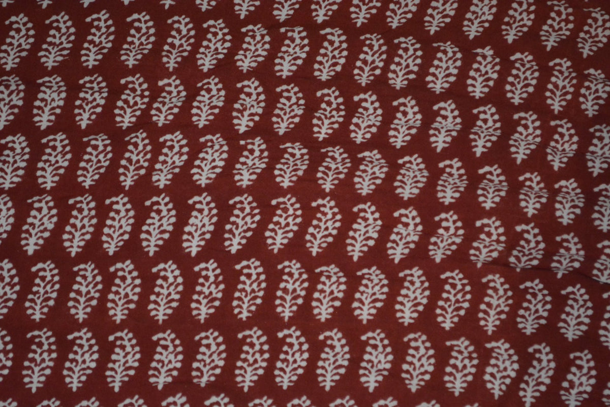 Red and Black Paisely Design Hand Block Printed Naturally Dyed Textiles - Drakoi Marketplace