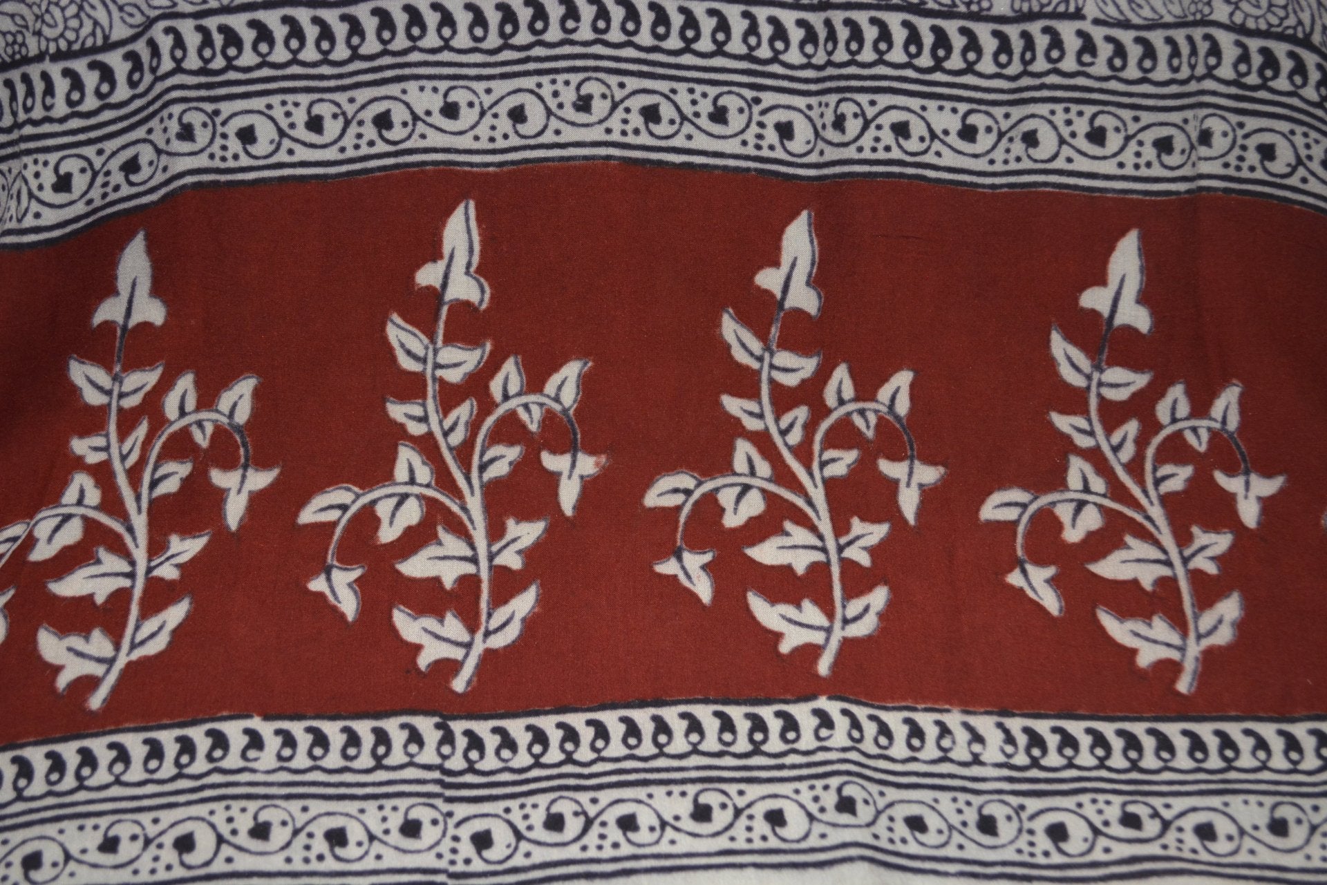 Red and Black Paisely Design Hand Block Printed Naturally Dyed Textiles - Drakoi Marketplace