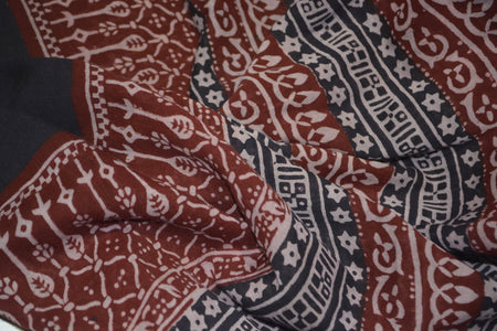 Red and Black Paisely Design Hand Block Printed Naturally Dyed Textiles - Drakoi Marketplace