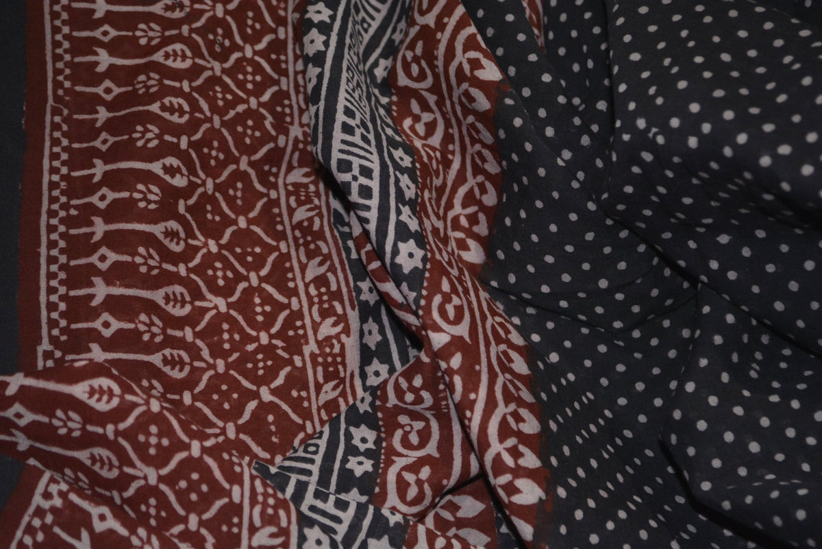 Red and Black Paisely Design Hand Block Printed Naturally Dyed Textiles - Drakoi Marketplace