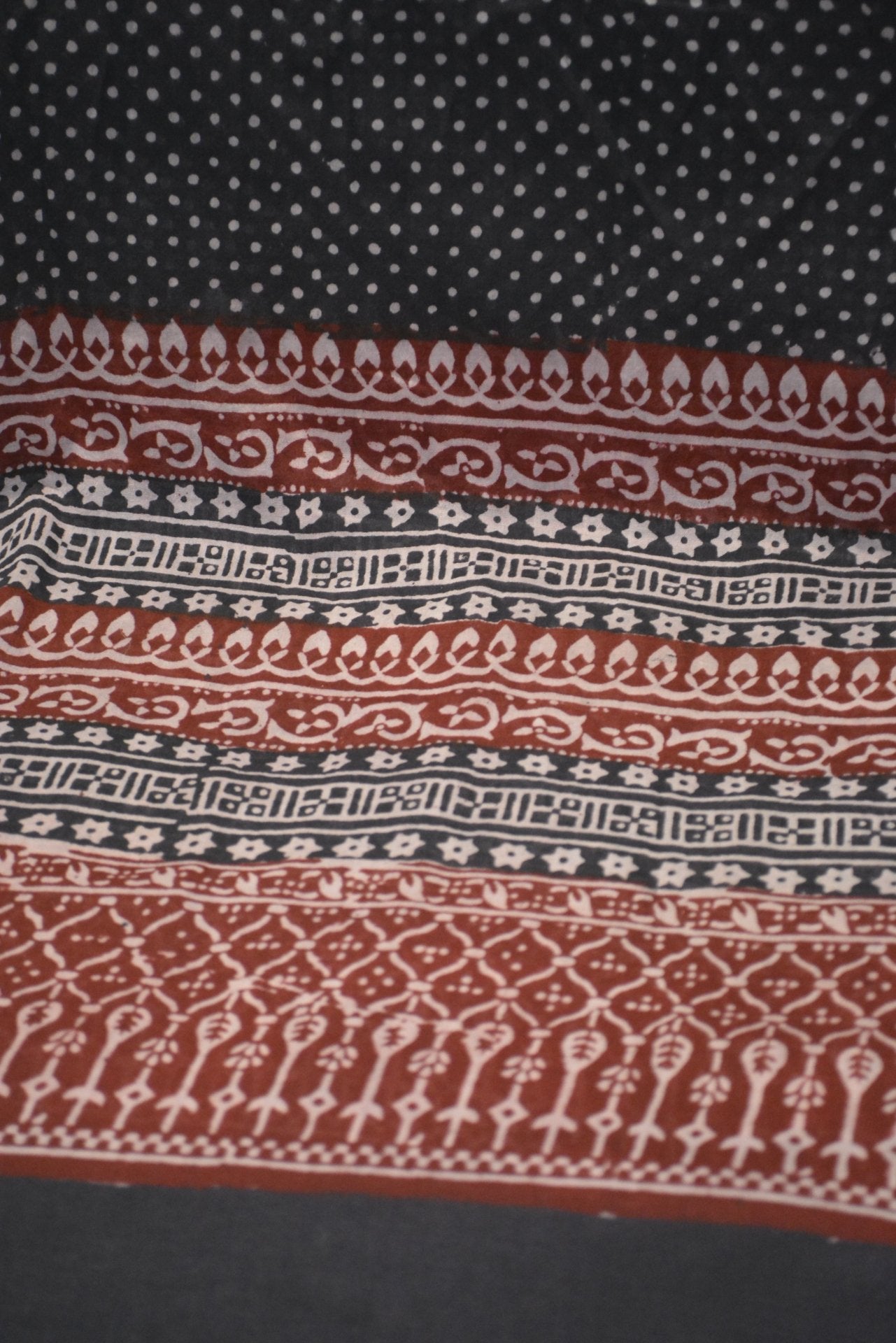 Red and Black Paisely Design Hand Block Printed Naturally Dyed Textiles - Drakoi Marketplace