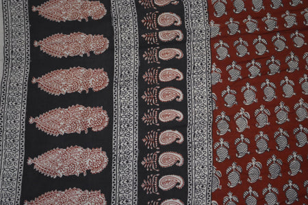 Red and Black Paisely Design Hand Block Printed Naturally Dyed Textiles - Drakoi Marketplace