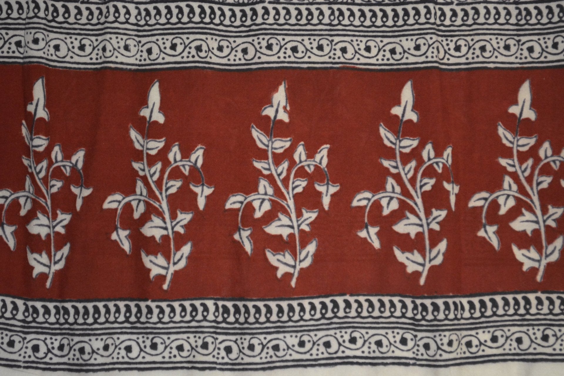 Red and Black Paisely Design Hand Block Printed Naturally Dyed Textiles - Drakoi Marketplace