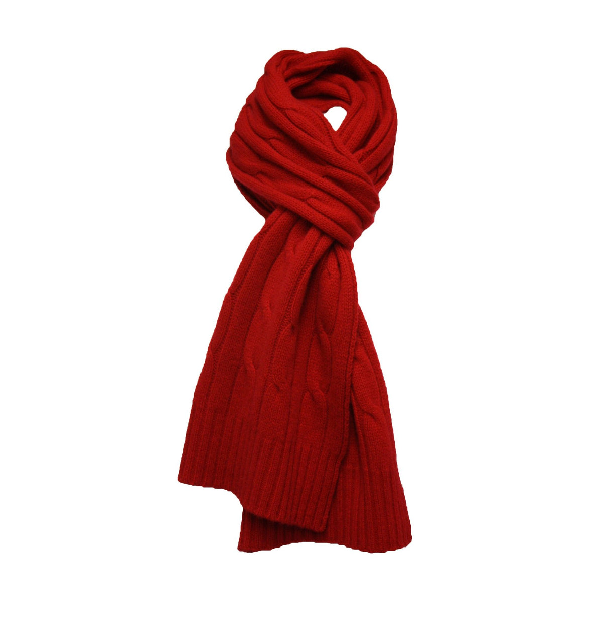 Red Cashmere Cable Scarf - Drakoi Marketplace