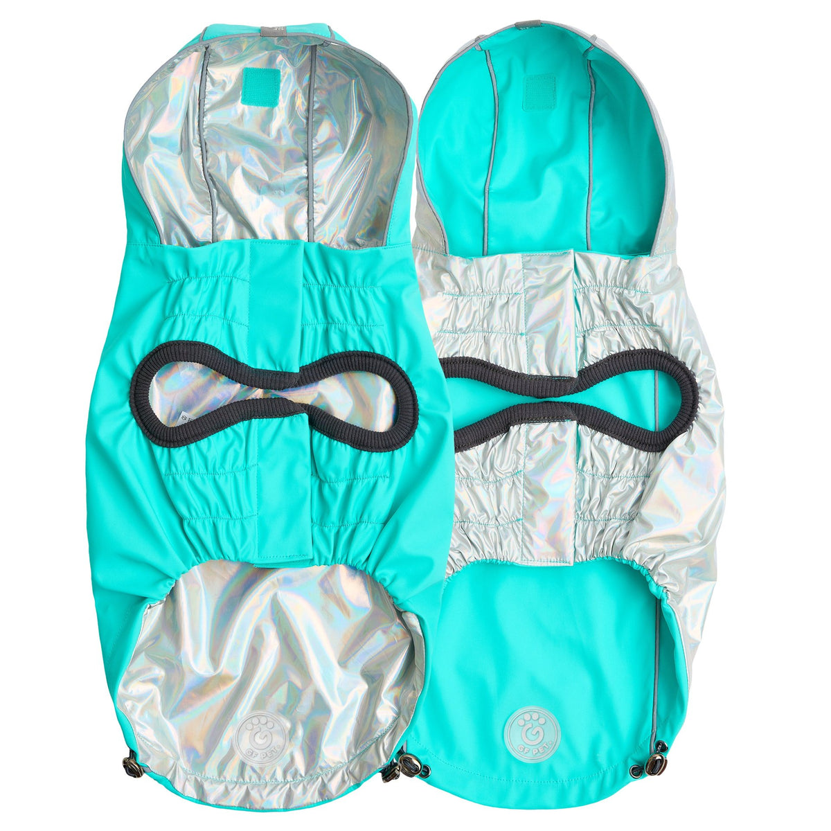 Reversible Raincoat - Neon Aqua with Iridescent - Drakoi Marketplace