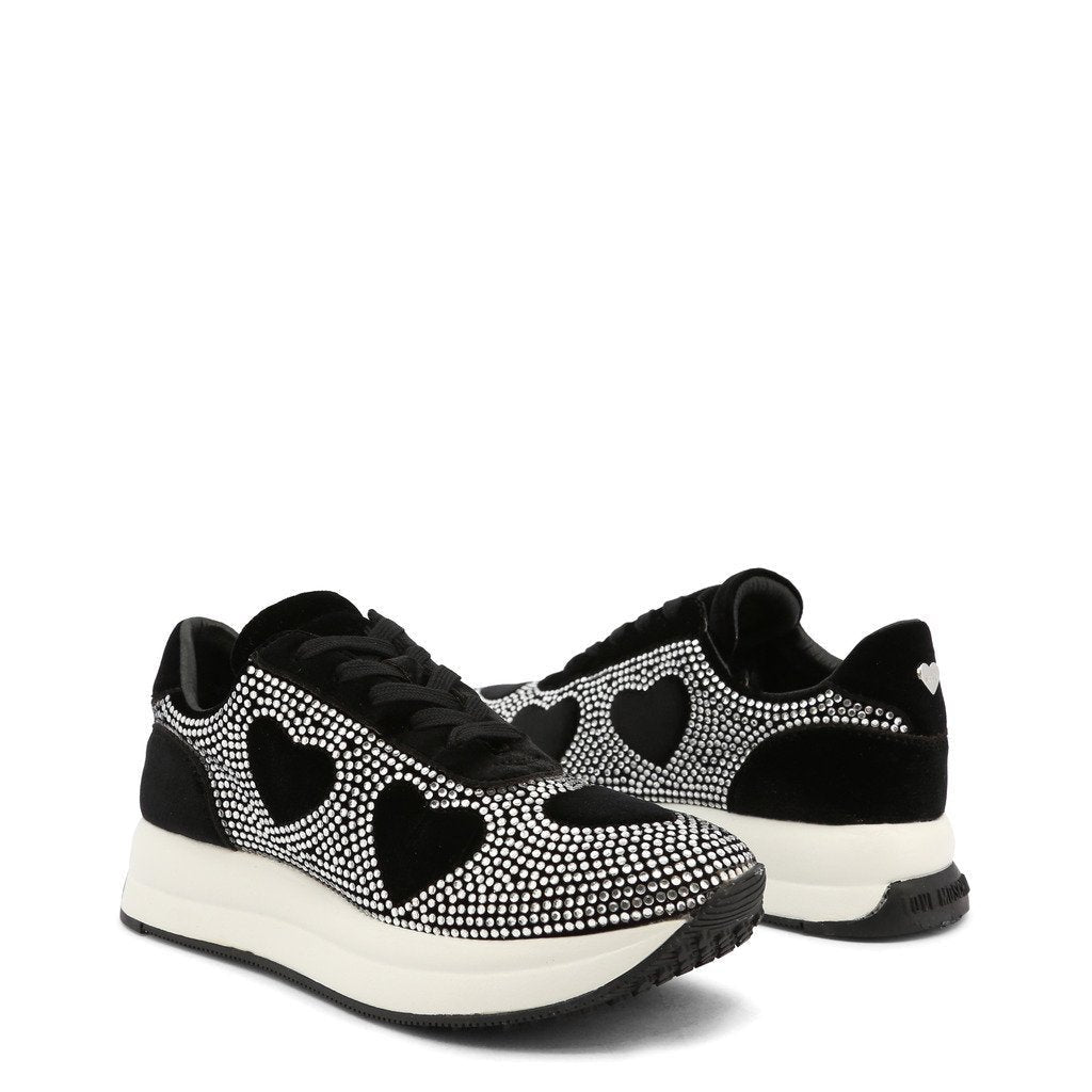 Rhinestone Heart Sneakers - Black - Drakoi Marketplace