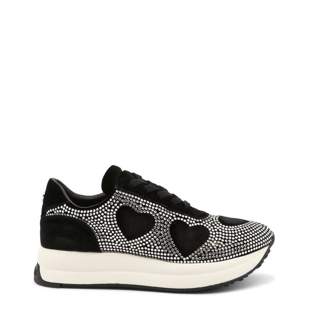 Rhinestone Heart Sneakers - Black - Drakoi Marketplace