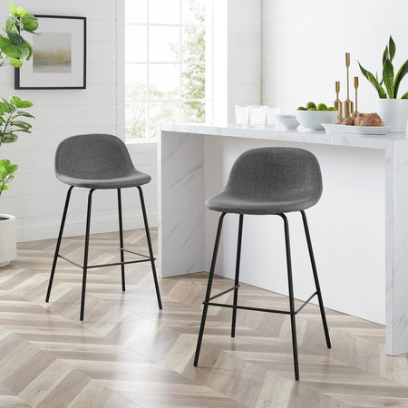 Riley 2Pc Counter Stool Set Gray/ Matte Black - 2 Stools - Drakoi Marketplace