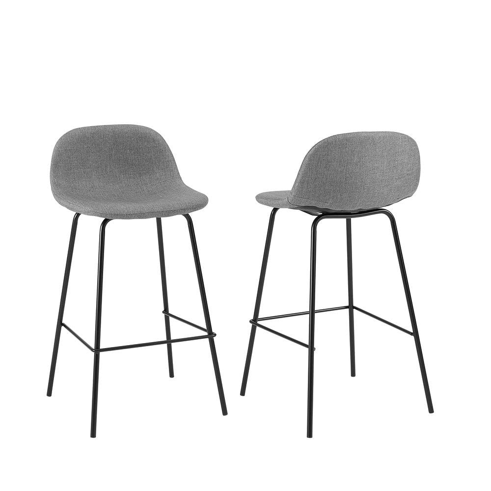 Riley 2Pc Counter Stool Set Gray/ Matte Black - 2 Stools - Drakoi Marketplace