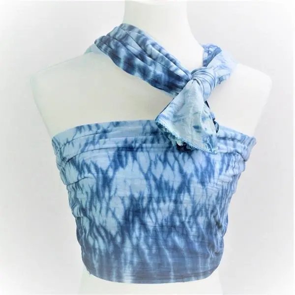 Ripple Indigo Dyed Long Scarf - Drakoi Marketplace