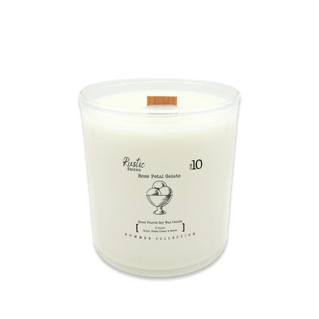 Rose Petal Gelato | 10 Ounce Candle | Rustic Ember - Drakoi Marketplace