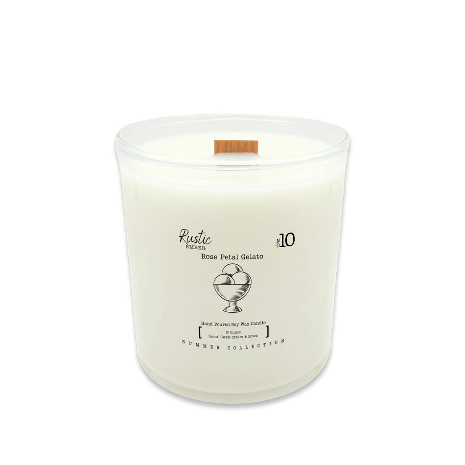 Rose Petal Gelato | 10 Ounce Candle | Rustic Ember - Drakoi Marketplace