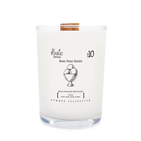 Rose Petal Gelato | 8 Ounce Candle | Rustic Ember - Drakoi Marketplace