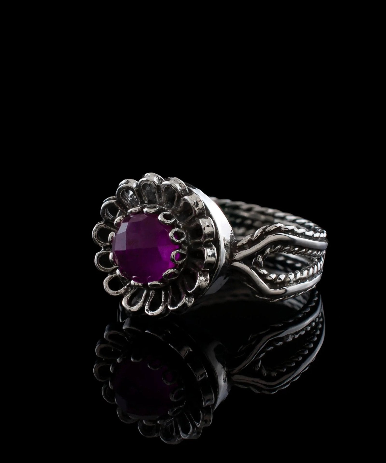 Ruby Corundum Gemstone Sterling Silver Women Cocktail Ring - Drakoi Marketplace