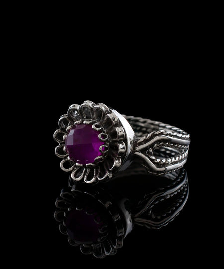 Ruby Corundum Gemstone Sterling Silver Women Cocktail Ring - Drakoi Marketplace