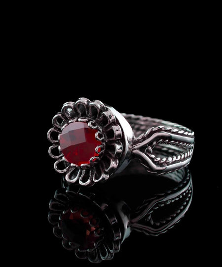 Ruby Quartz Gemstone Sterling Silver Women Cocktail Ring - Drakoi Marketplace