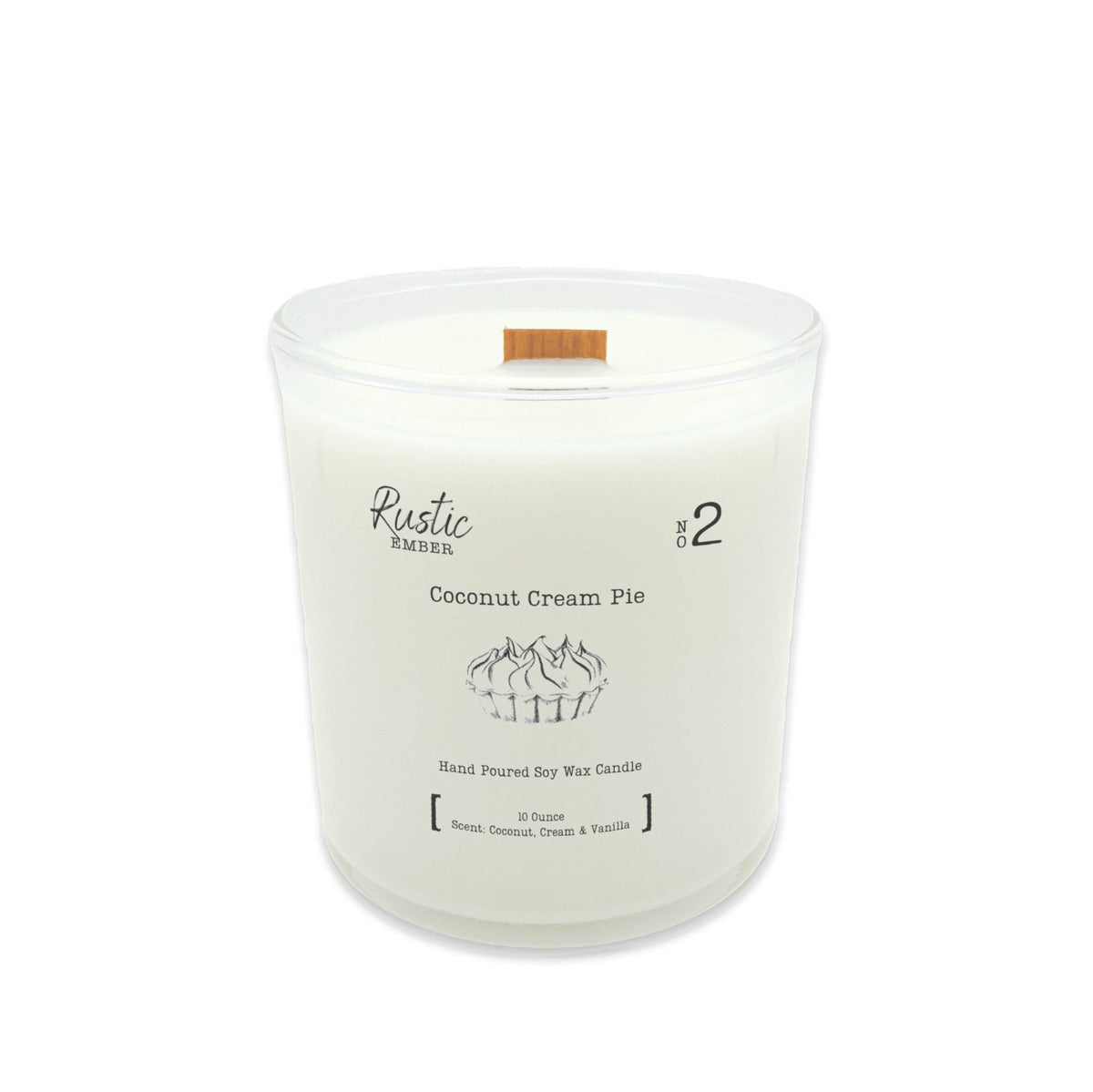 Rustic Ember | Coconut Cream Pie | 10 Ounce Candle - Drakoi Marketplace