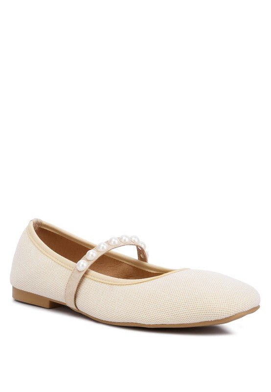 Sassie Pearl Embellished Ballerina Flats - Drakoi Marketplace