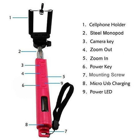 Selfi Monopod Telescopic Stick with Bluetooth & Zoom controls - Drakoi Marketplace