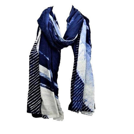 Serenity Indigo handprinted scarf - Drakoi Marketplace