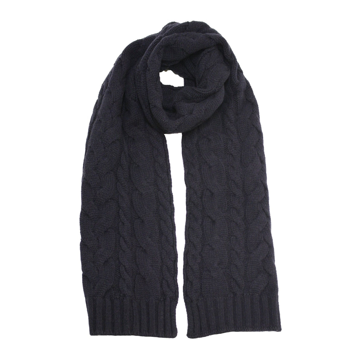 Sherlock Navy Cashmere Double Cable Scarf - Drakoi Marketplace